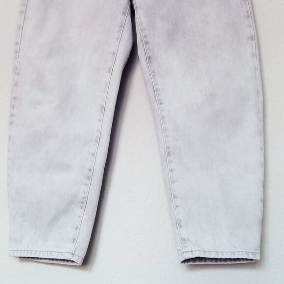 Zara Baggy Paperbag Elastic High Waist Light Grey Gray Denim Jeans Size 6 Ankle - Picture 8 of 16